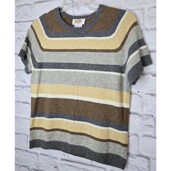 Talbots Women's Vintage Angora Cotton  Blend Striped top blouse small - Picture 2 of 8